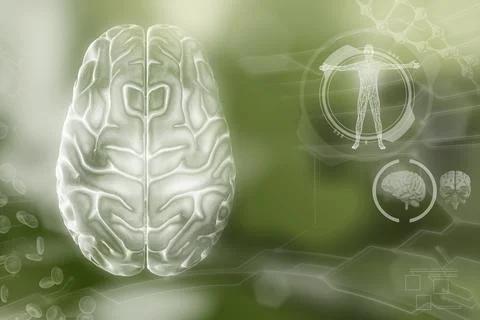 Human brain, neurology work concept - electronic texture Illustrazione stock