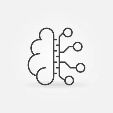 Human Brain with Neuron Connection line vector icon Illustrazione stock