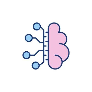 Human Brain with Neuron Connections vector colored icon Illustrazione stock