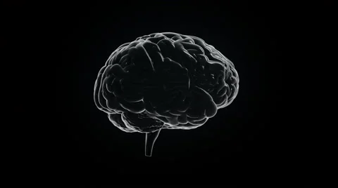 Human brain with neuronal impulses. Spinning. Loopable. Blue-Orange. Stock Footage 59586615