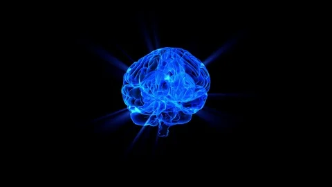 Human brain with neuronal impulses. X-ray The shiny of intelligence rotating Vidéo 126118511