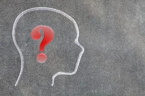Human brain open with question mark Foto stock