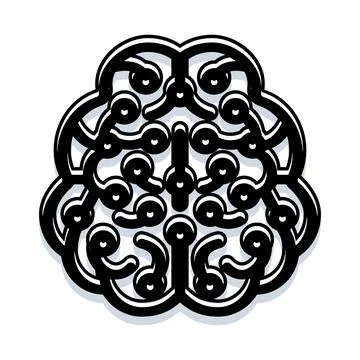 Human brain outline with circuit elements and connections Stock Illustration