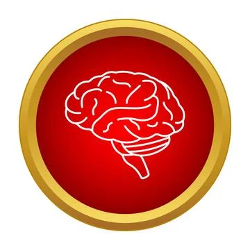 Human brain outline icon representing thought and intellect Stock Illustration