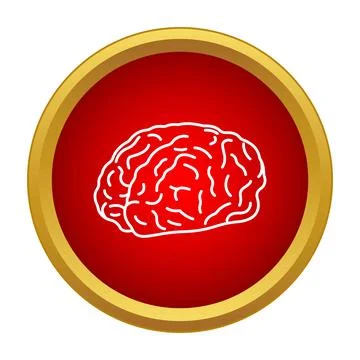 Human brain outline icon representing intelligence and health concept Stock Illustration