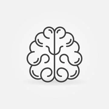 Human Brain outline icon - Vector symapses line symbol Stock Illustration