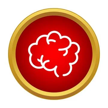 Human brain outline inside a red circle with a gold border イラスト素材