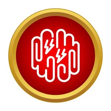 Human brain outline with lightning energy icon Stock Illustration