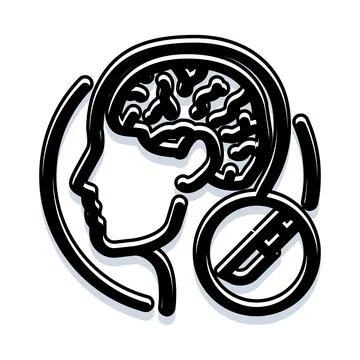 Human brain outline with scalpel restricted concept Stock Illustration