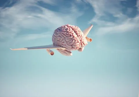 Human brain as a plane. Illustrazione stock
