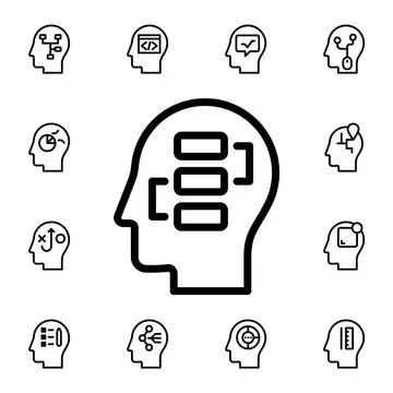 Human, brain, planning flat vector icon in mind process pack Stock Illustration