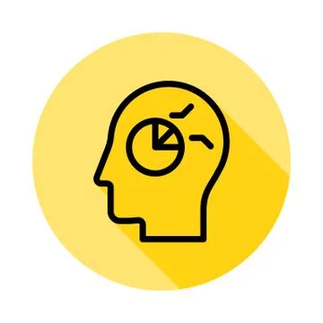 Human, brain, planning, process icon long shadow Stock Illustration