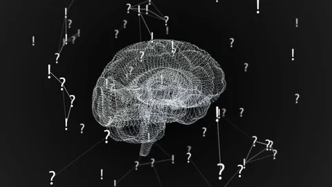 The human brain. Plexus with exclamation marks and question marks . Beautiful Stock Footage 81114109