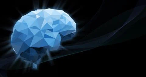 Human brain in polygonal style Stock Illustration