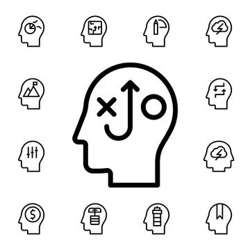 Human, brain, process, testing flat vector icon in mind process pack Stock Illustration