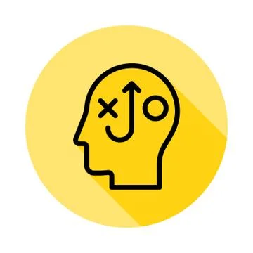 Human, brain, process, testing outline icon in long shadow style Stock Illustration