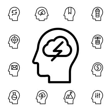Human, brain, process, thinking flat vector icon in mind process pack 스톡 일러스트