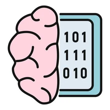 Human brain processing binary code data for artificial intelligence Stock Illustration