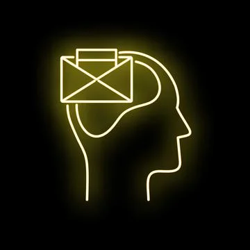 Human brain processing email message inside head Stock Illustration