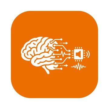 Human brain processing sound waves through microchip for audio interpretati.. Stock Illustration