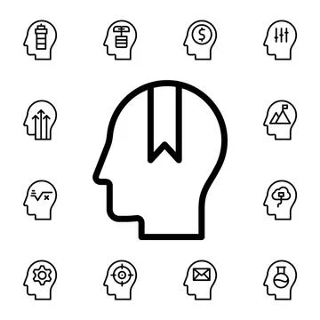 Human, brain, refrain flat vector icon in mind process pack Stock Illustration