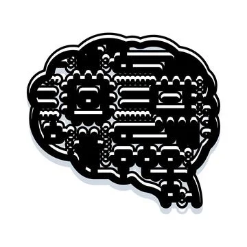 Human brain representing artificial intelligence and deep learning technology Stock Illustration