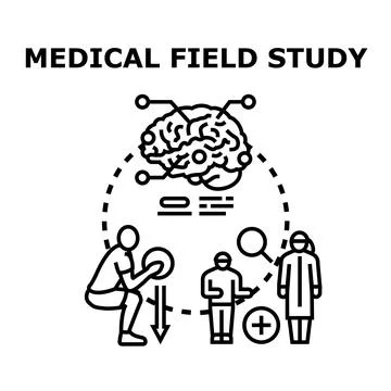 Human brain research analyzing medical field data study Stock Illustration