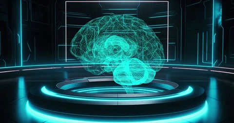 Human brain rotating 3D projection Video stock 241509488