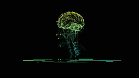 Human brain rotating in a technology background headshot Stock-Footage 168614178