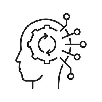 Human brain with rpa robotic process automation Illustrazione stock