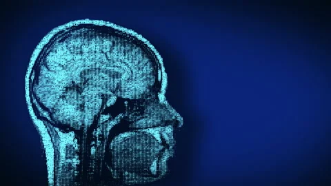Human brain scan made of binary code. Ones and zeros. With copy space Stock Footage 231115817