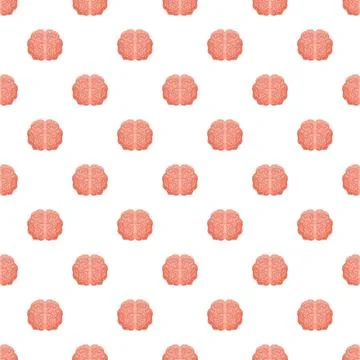 Human brain seamless repeating pattern on white background Stock Illustration