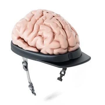 Human brain on security cap. 3D illustration Stock Illustration