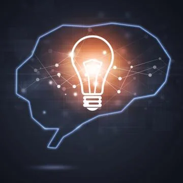 Human Brain Shape with Lamp Stock Illustration