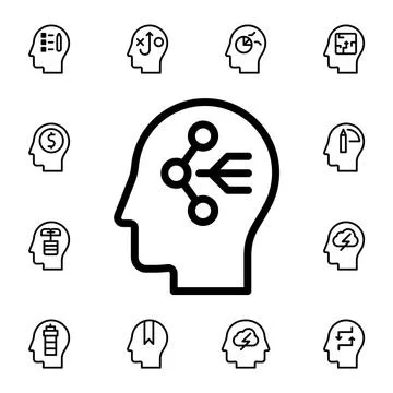 Human, brain, sharing flat vector icon in mind process pack Stock Illustration