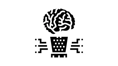 Human brain simulation future technology glyph icon animation Stock Footage 326155815