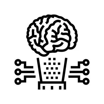 Human brain simulation future technology line icon vector illustration 스톡 일러스트