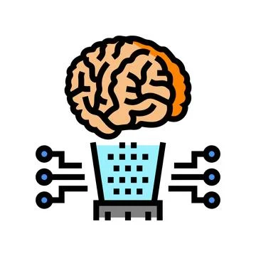 Human brain simulation future technology color icon vector illustration 스톡 일러스트