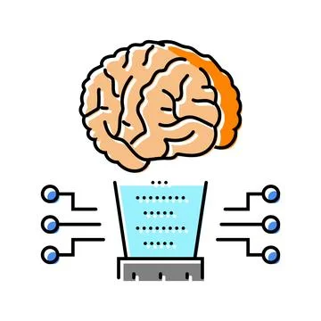 Human brain simulation future technology color icon vector illustration Stock Illustration