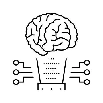 Human brain simulation future technology line icon vector illustration Illustrazione stock