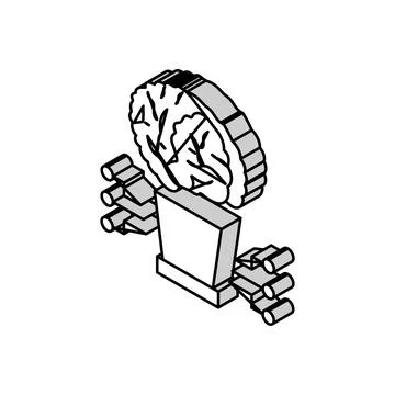 Human brain simulation future technology isometric icon vector illustration Stock Illustration