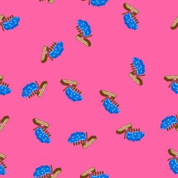 Human brain simulation future technology isometric icon seamless pattern Stock Illustration