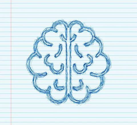 Human brain sketch icon. Thinking process, brainstorming, good idea, brain Stock Illustration