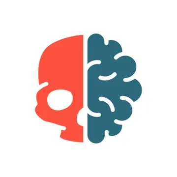 Human brain with skull colored icon. Healthy internal organ, the main organ of Stock Illustration