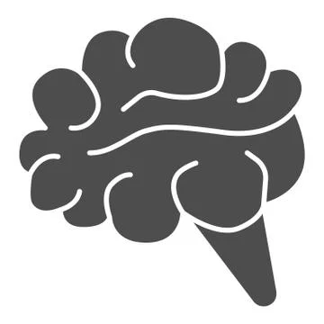 Human brain solid icon, Anatomy and science concept, mind or intelligence symbol Stockillustratie