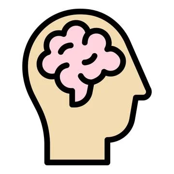 Human brain solving icon color outline vector Stockillustratie