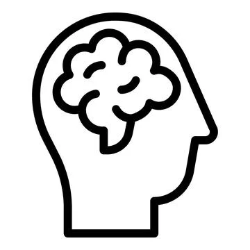 Human brain solving icon, outline style イラスト素材