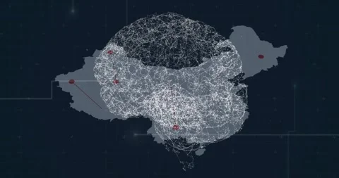 Human brain spinning over usa map and network of connections on blue background Stock Footage 328641040