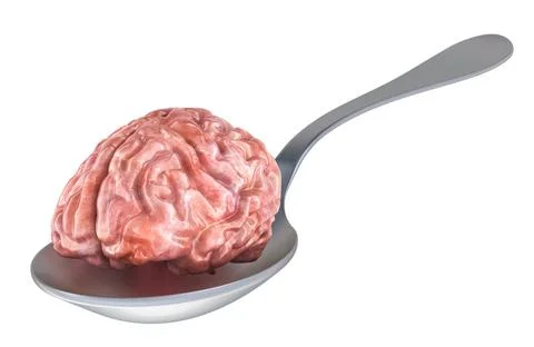 Human Brain in spoon, 3D rendering Human Brain in spoon, 3D rendering isol... Foto stock