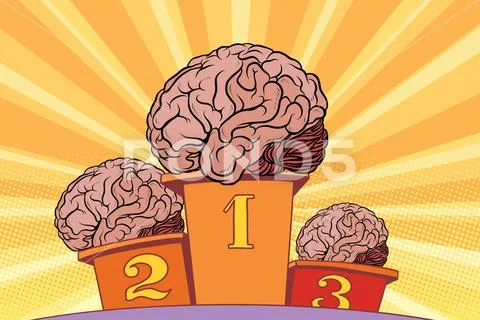 The human brain on sports podium Stock Illustration